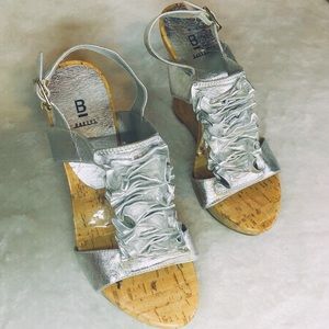 Bakers Ruffle Wedge Heel in Silver